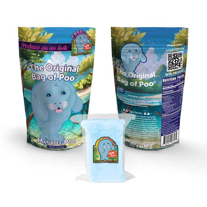 Le Sac de Crotte Original® (Crotte de Barbe à Papa Lamantin) pour la vente par "The Original Bag of Poo"® Novelty Cotton Candy