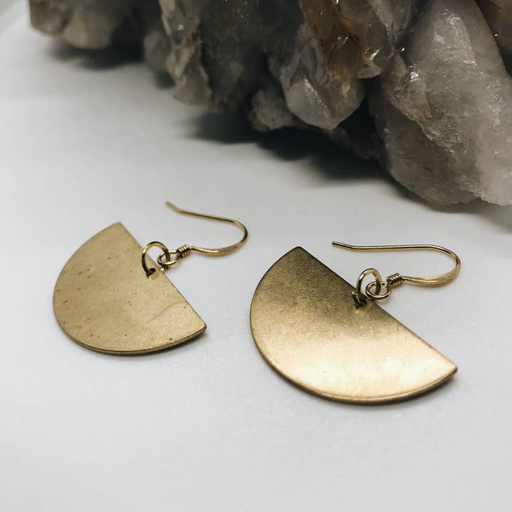 Gold & Brass Half-Circle Earrings for wholesale by Ribelle Studio