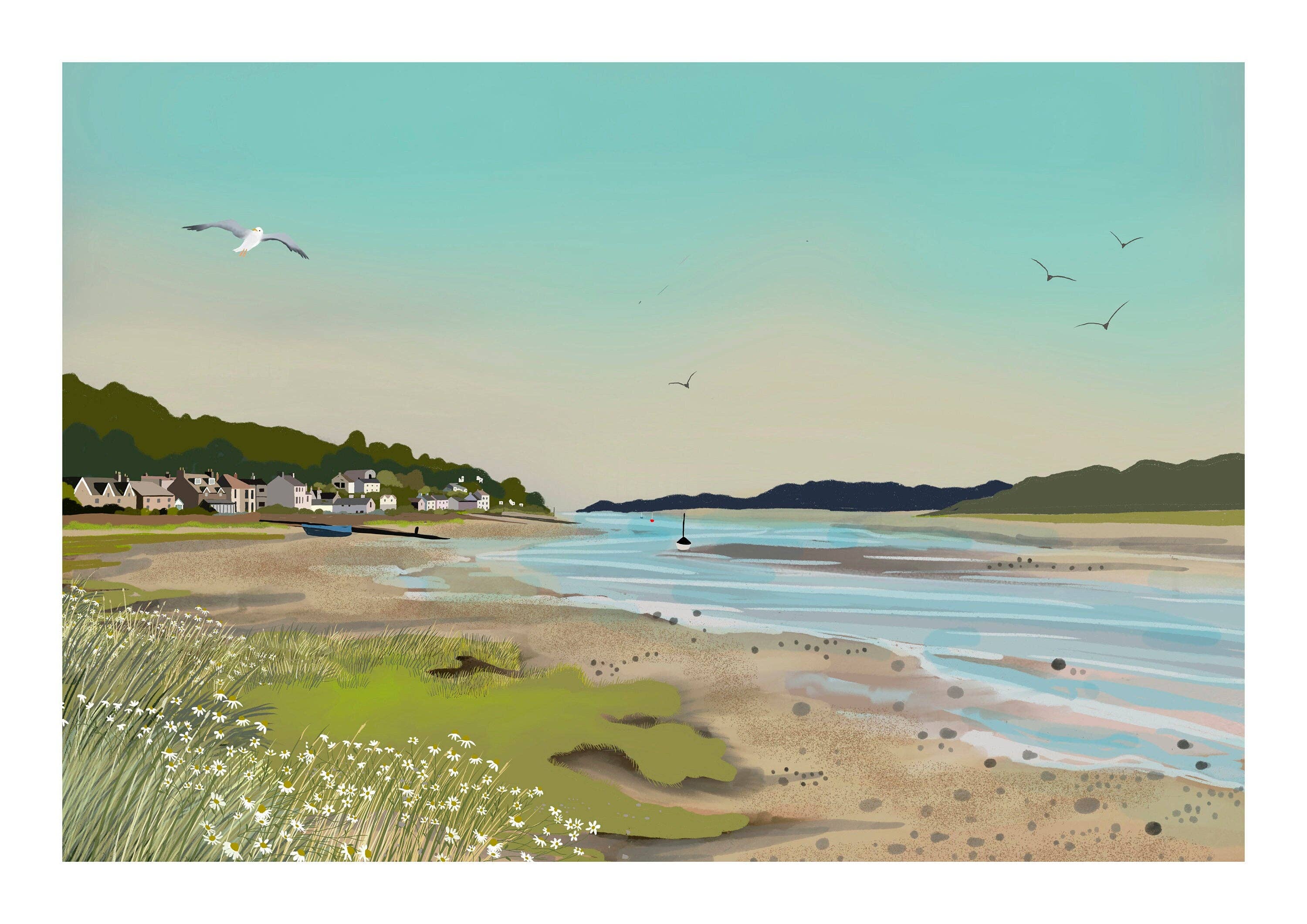 Galloway Arts - Wholesale Art Print - Kippford, Dumfries & Galloway, Scottish Travel Poster, Scottish Landscape, Wall Art, Quality Giclee Art Print signed by the Artist1