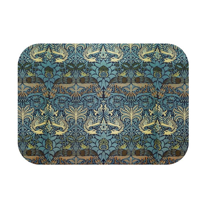 Microfibre Bath Mat inspired by William Morris - Peacock & Dragon Collection for wholesale by Willy Morris Home Emporium