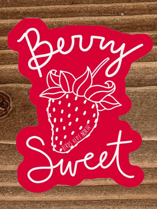 Autocollants Berry Sweet, Autocollants en vinyle découpés, Fraise pour la vente par Birds Kept North