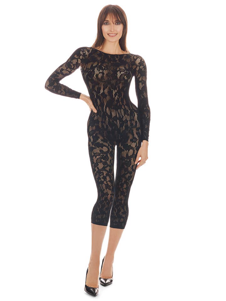 LoveMoFloral Romance Long Sleeve Lace Seamless Body Stocking for wholesale by Infinity Classics International Inc.
