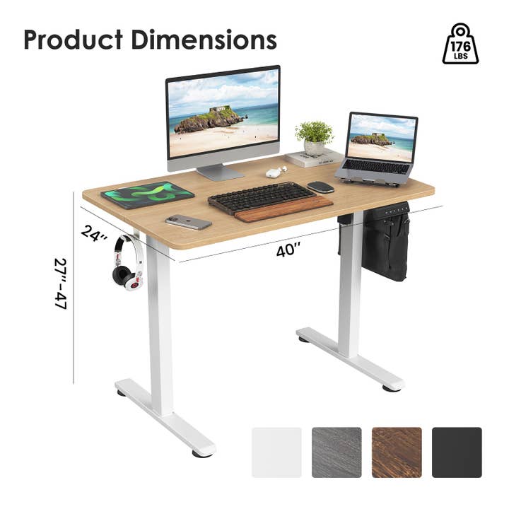 39F Inc. - Wholesale Desk Set - STARY Electric Standing Desk 40.55"x24" ,Natural2