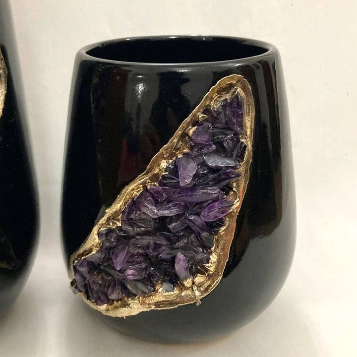 Set of 2 Black Ceramic Vases for wholesale by The Tangerine Store