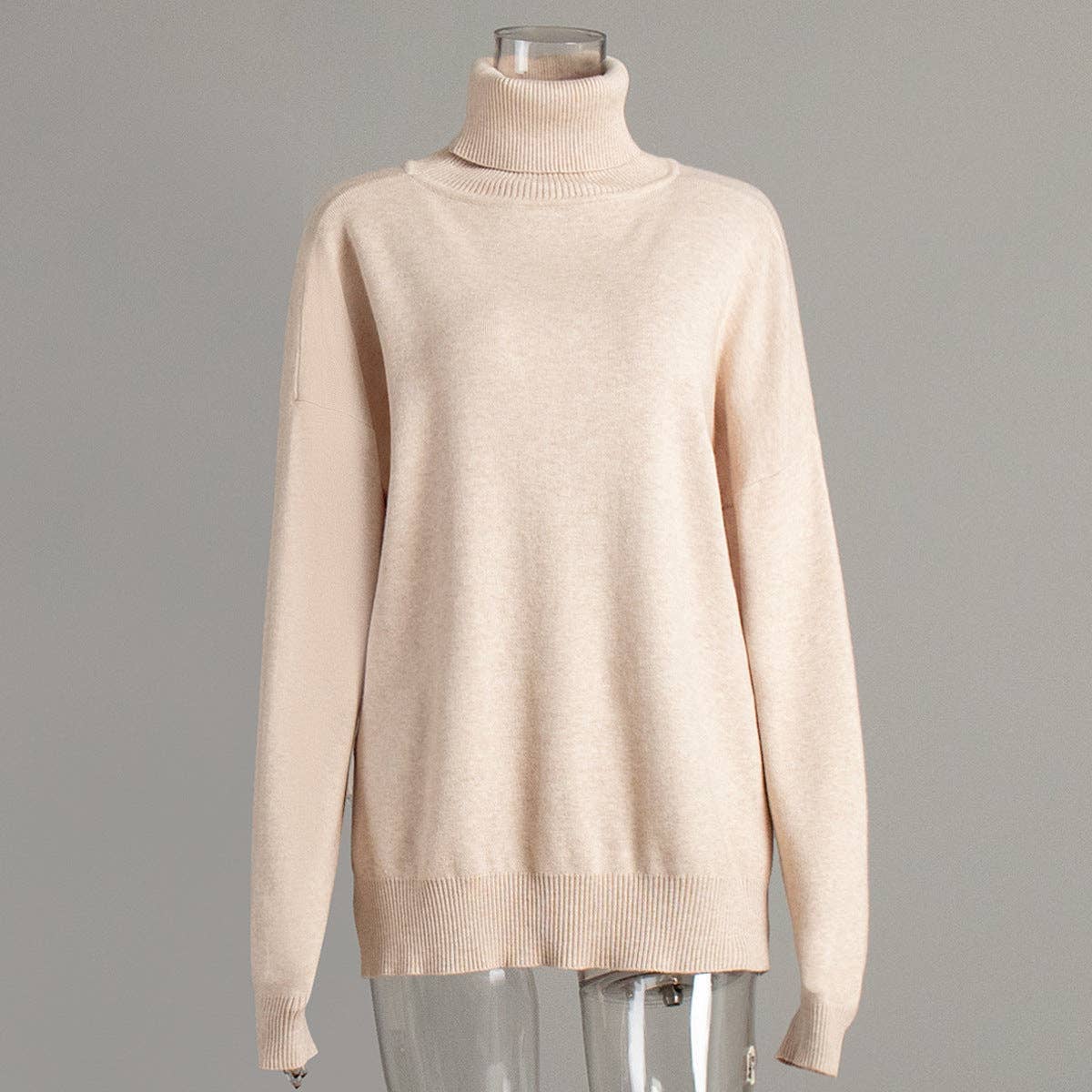 Marayn - Wholesale Tunic Sweater - Women's - 2025 AutumnWinter Chic Loose Knit Turtleneck Sweater2