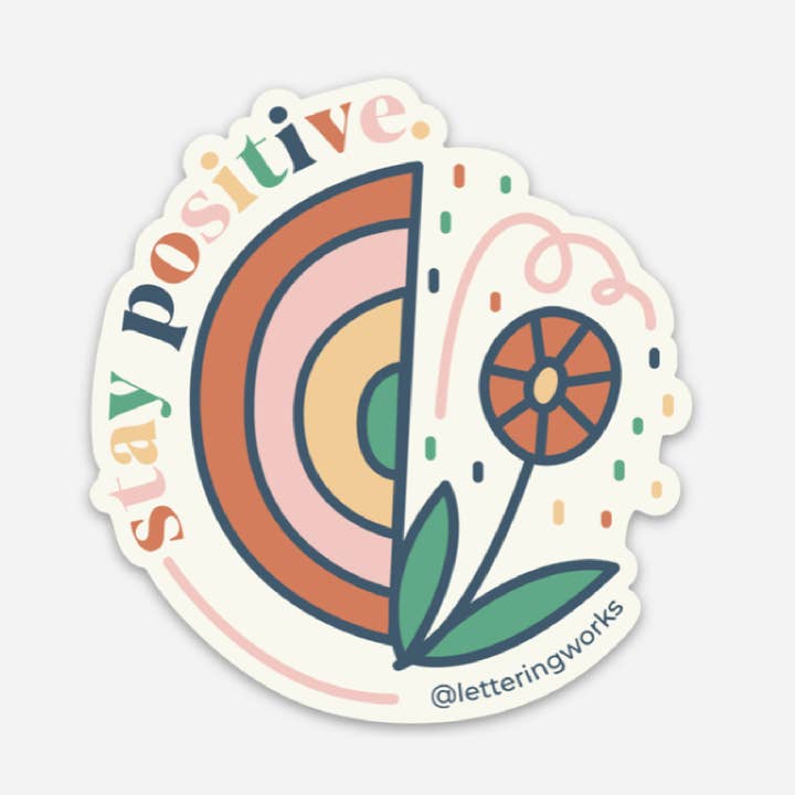 Stay Positive Abstract Illustration Vinyl Sticker for wholesale by Lettering Works