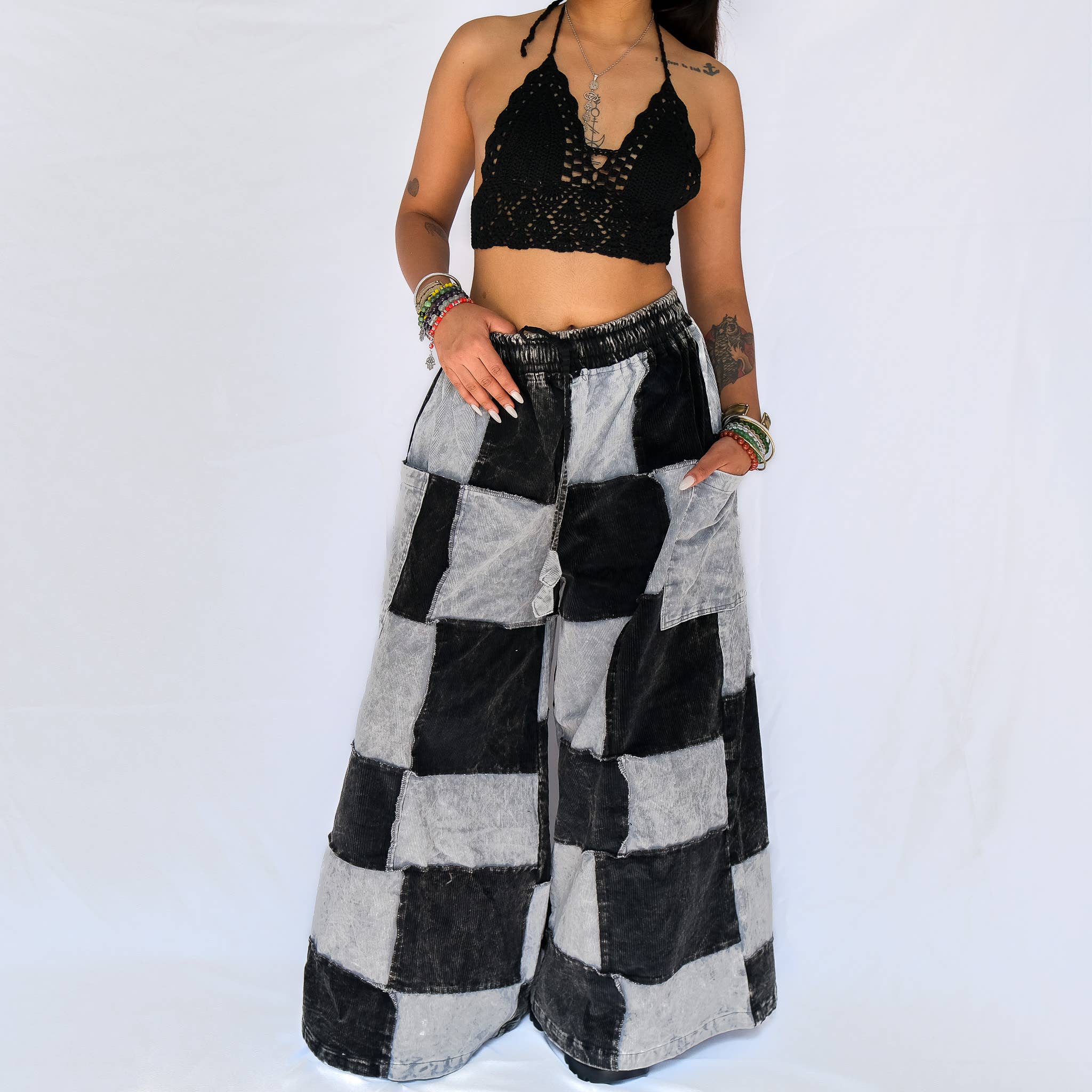 Karma Nepal Crafts - Wholesale Pants - Women's - Patchwork Corduroy Wide Leg Pants0