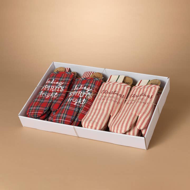 The Gerson Companies - Wholesale Oven Mitt/Pot Holder - Holiday 12"L Holiday Oven Mitt, Towel & Spoon Gift Set, 2 As3