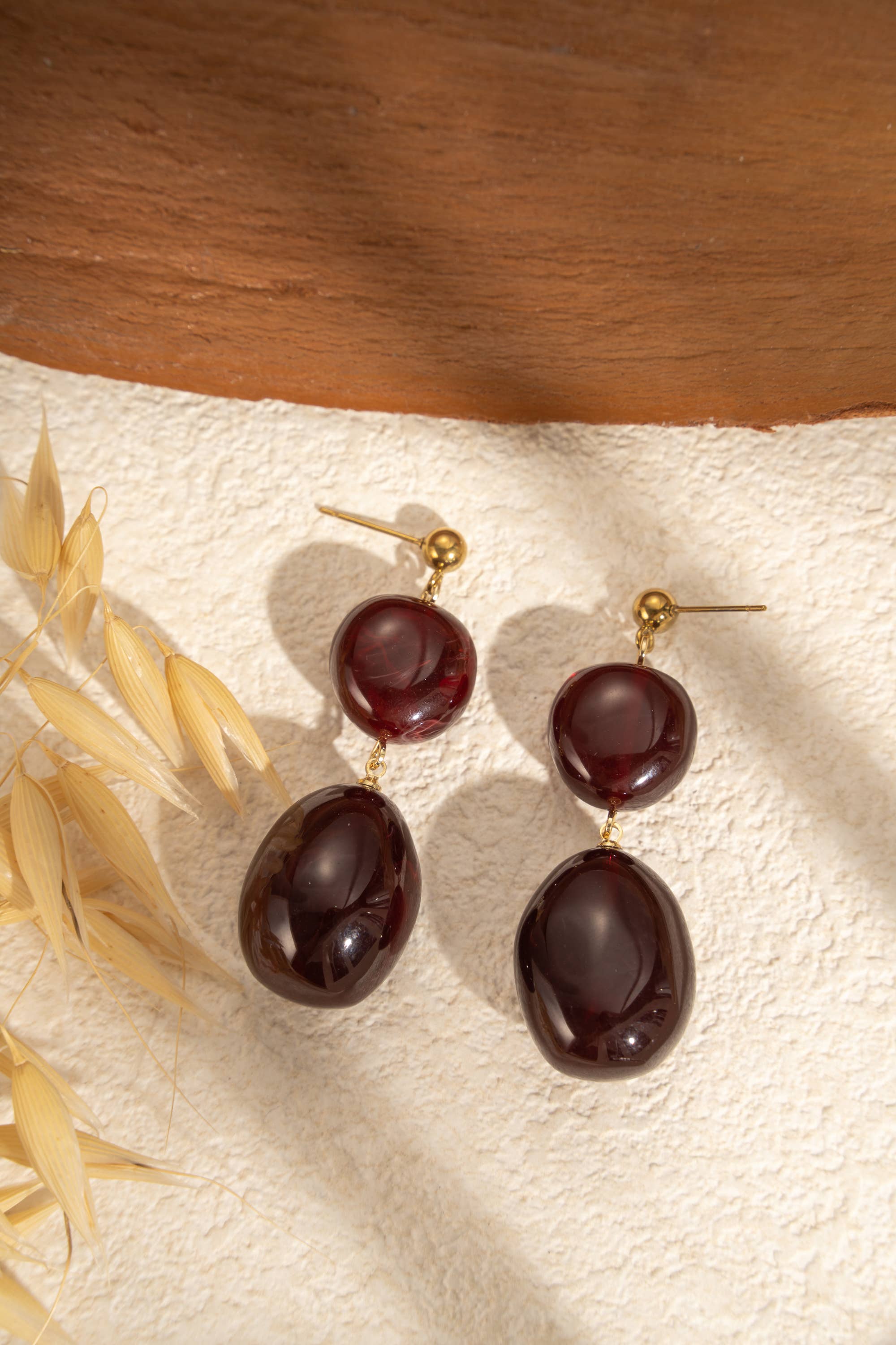 COSMOS - Wholesale Dangle Earrings - Brown chocolate burgundy marbled resin earrings for women2