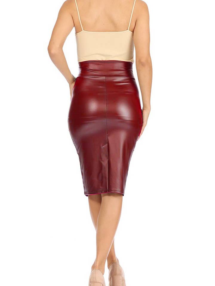 MOA COLLECTION - Vendita all'ingrosso Gonna - Donna - Gonna aderente da donna in ecopelle lunga fino al ginocchio10