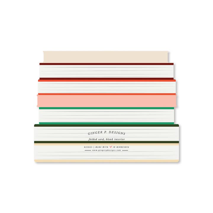 Ginger P. Designs - Wholesale Season's Greetings Card - Holiday Books die-cut Greeting Card 1