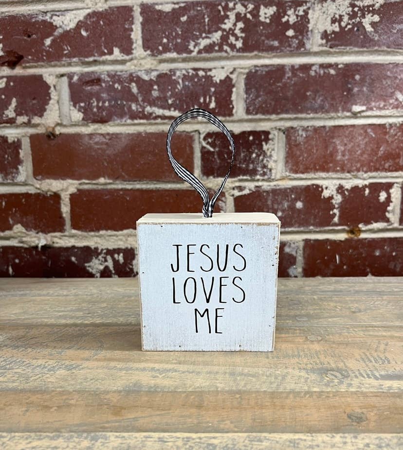 Joshua Jar - Wholesale Ornament Set - Farmhouse Block Christmas Ornament Set of Six2