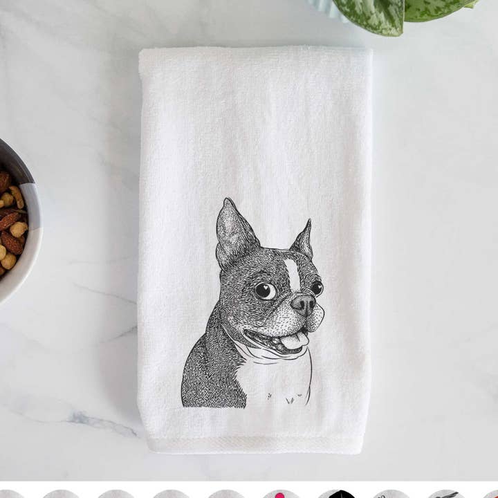 Essuie-mains Ralphie the Boston Terrier pour la vente par Inkopious