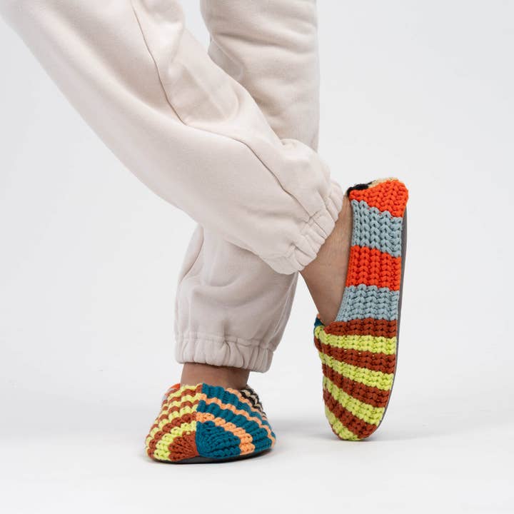 VERLOOP | knits - Wholesale Slippers - Unisex - Patchwork Stripe Rib Slippers5