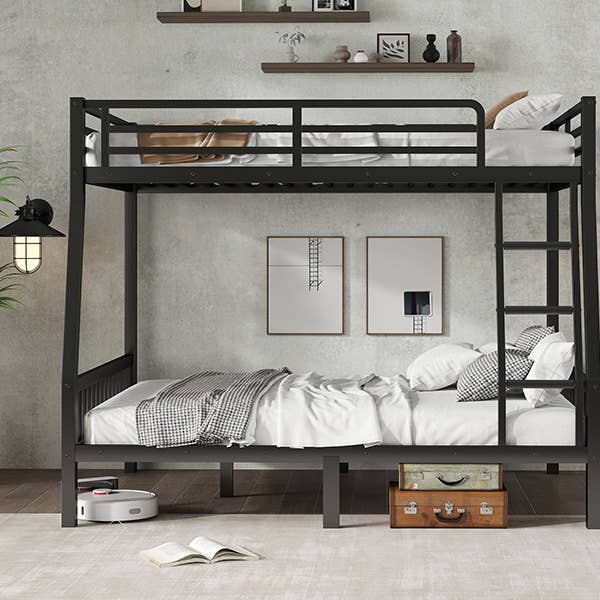 39F Inc. - Wholesale Bed - Full XL Over Queen Metal Bunk Bed with Ladder, Black6