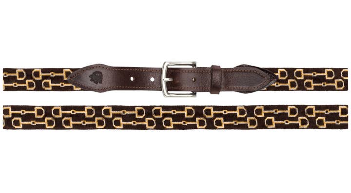 Horse Bits Needlepoint Belt (Brown) for wholesale by Good Threads