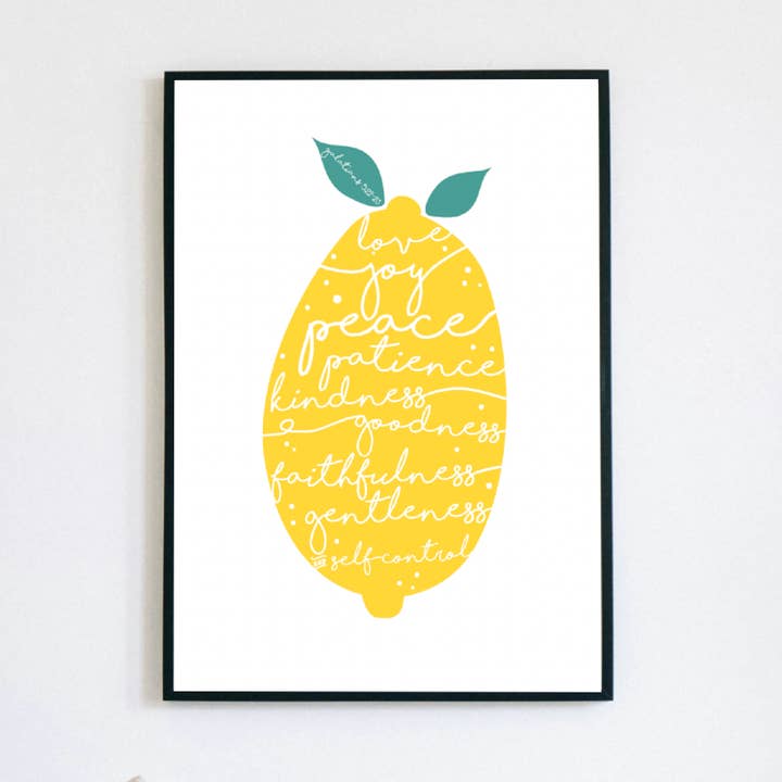 Fruit of the Spirit Lemon Poster Print for wholesale by Ooh I Iike that Design