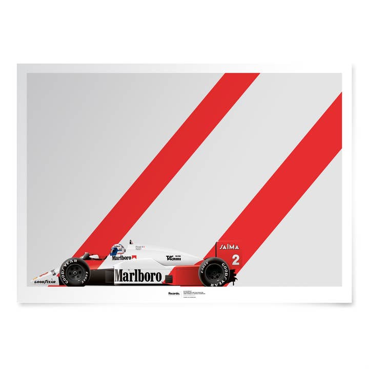 Alain Prost, McLaren MP4/2B TAG Porsche, 1985 Formula 1 World Champion for wholesale by Ricardo Fine Car Artwork