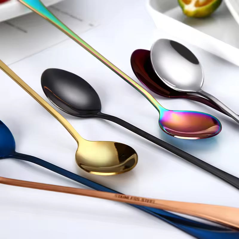 Sostraw & SmartThings - Wholesale Table Spoon (Cutlery) - Long Spoon - 2 shapes - 4 colors - Coffee, Tea, Ice cream1