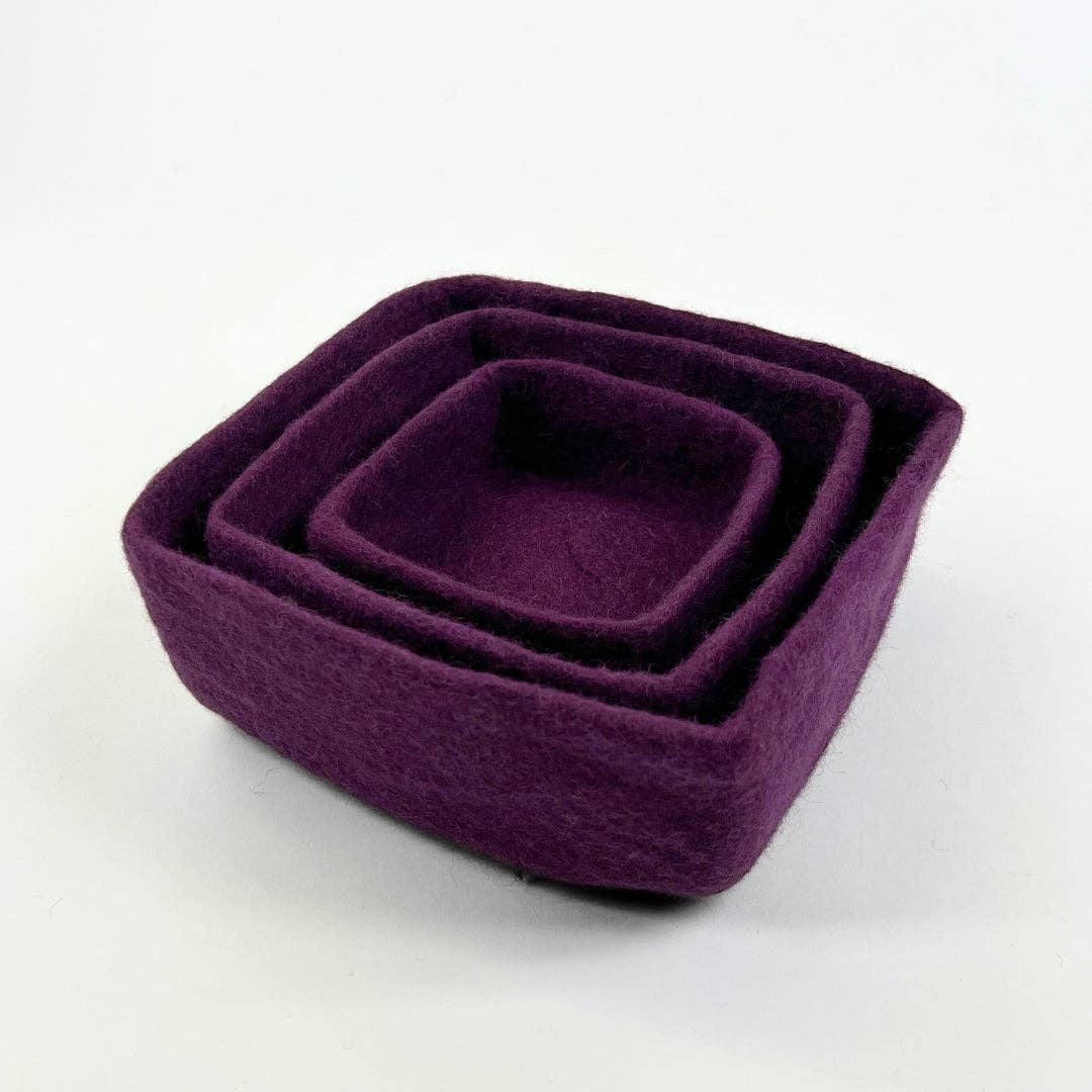 Humble Hilo - Venta al por mayor Bandejas/platos/boles decorativos - Humble Hilo Cuencos de Fieltro Hechos a Mano, Juego de 3 Cuadrados25