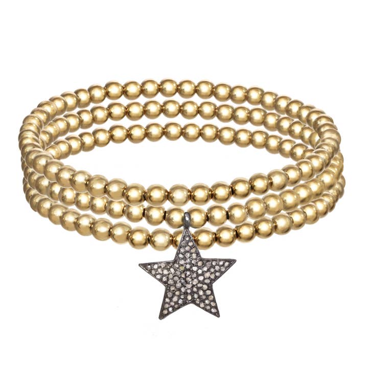 14k Gold Filled Bracelets with Diamond Pave star for wholesale by Rachel Reinhardt