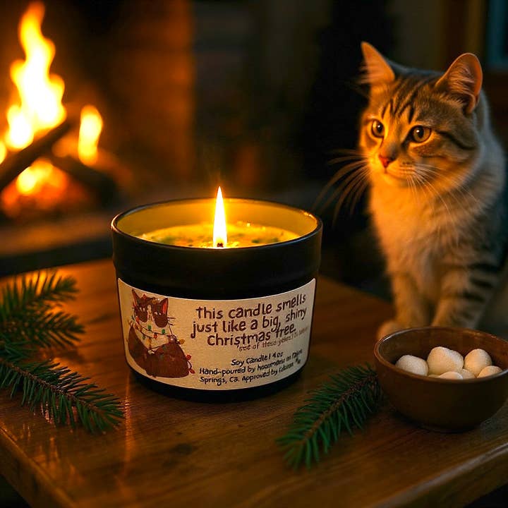 Raven’s Hearth - Wholesale Jar/filled candle - Cat Christmas Candle | Christmas Tree Scent | Vegan7
