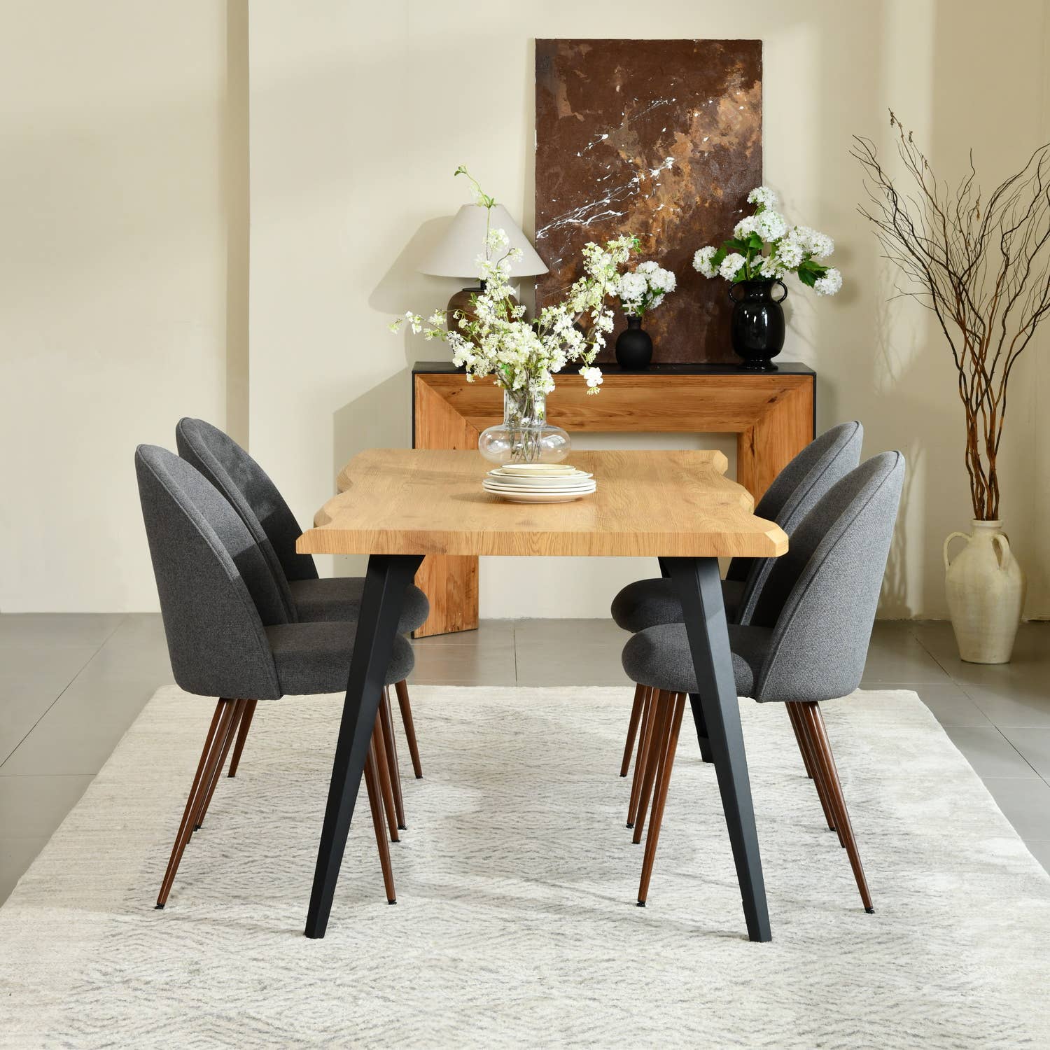 39F Inc. - Wholesale Chair - 5-Piece Dining Set-63" Wave-Edge Table and Chair Options3