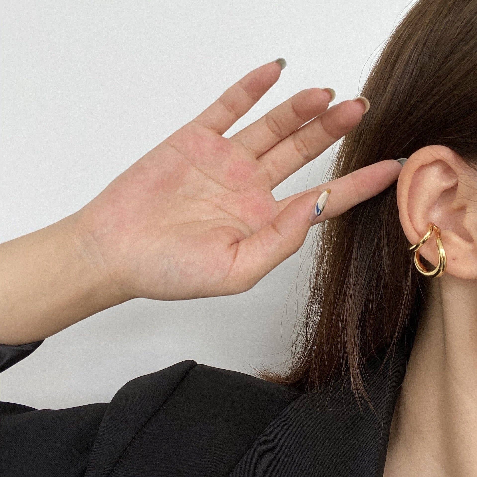 LanLivia - Wholesale Cuff/Wrap Earrings - Unique design double line golden n silver ear cuff-one piece6