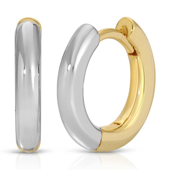 Claudia Mixed Metal Huggie for wholesale by JOY DRAVECKY JEWELRY