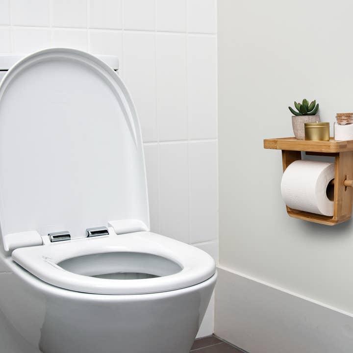 Arrow and Stem - Wholesale Toilet Paper Holder - Bamboo Toilet Paper Holder with Shelf3