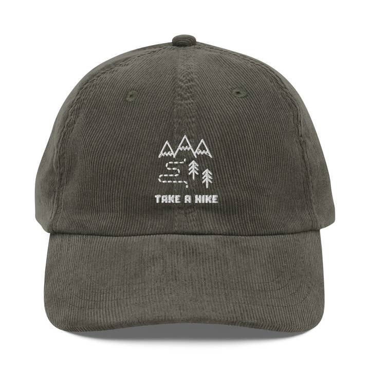 Take a Hike Vintage Corduroy Hat - Rugged Olive Hue for wholesale by Wander Trails