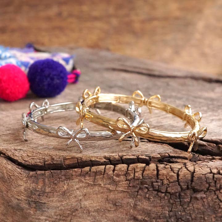 PennyLine inc - Wholesale Bangle Bracelet - Bow Bangle Bracelet - Gold Silver Tone