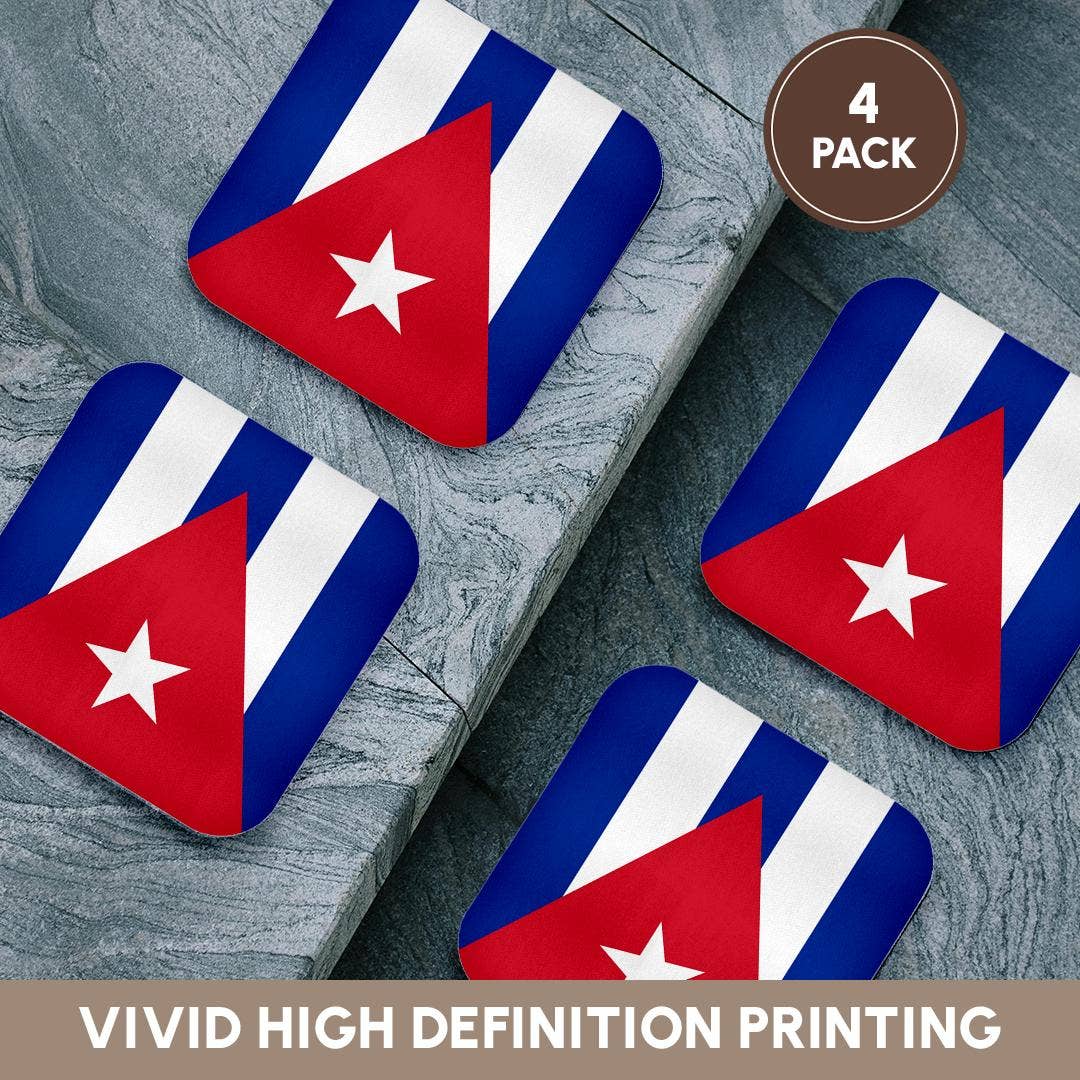 3dRose - Venta al por mayor Posavasos - 3dRose, Bandera de Cuba - Rayas azules cubanas triángulo rojo estrella blanca - País insular caribeño banderas del mundo, Posavasos12