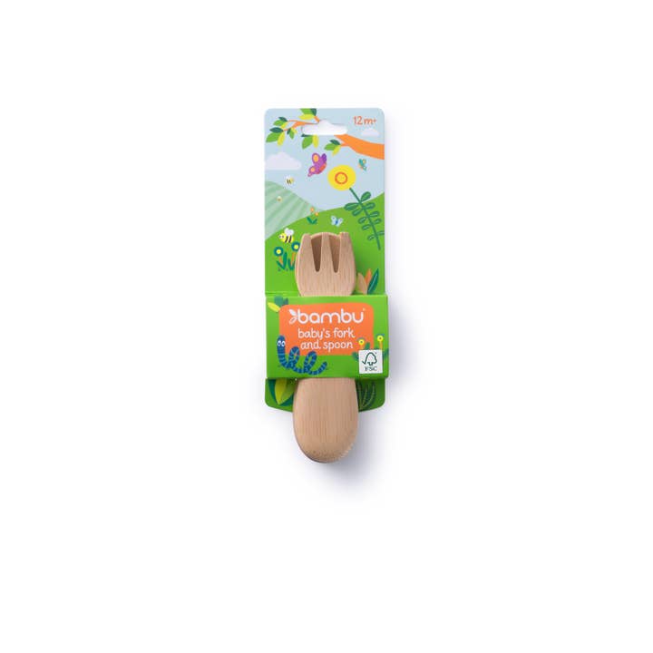 Baby's Bamboo Fork and Spoon Set (12M+) for wholesale by bambu®