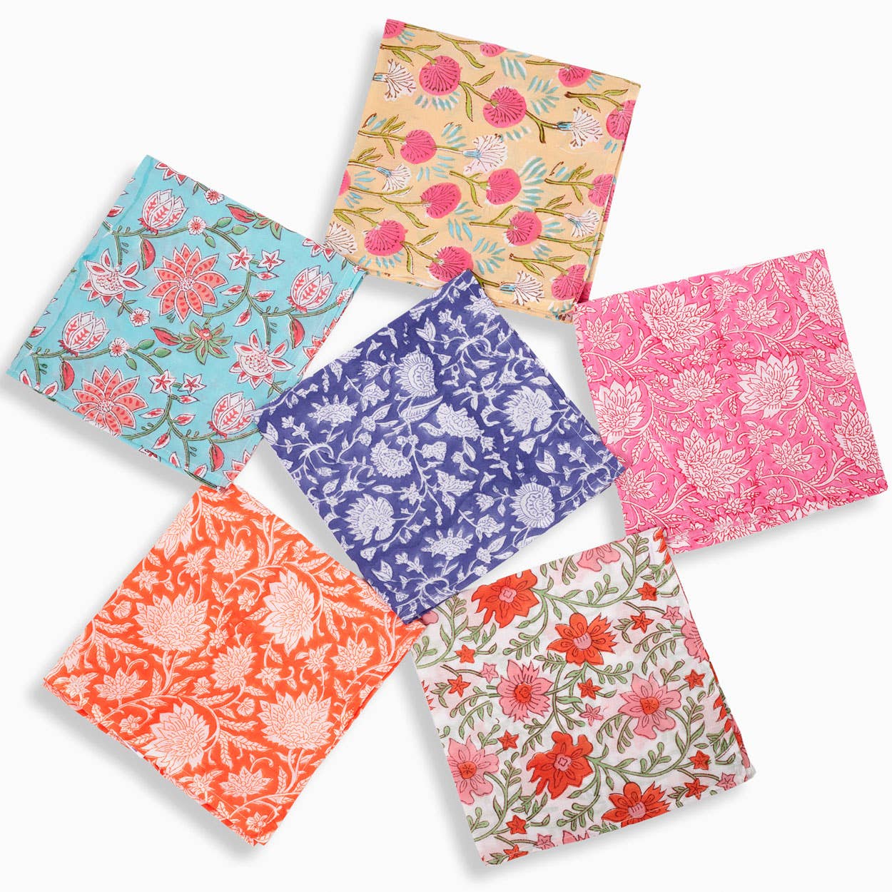 Sevya Handmade - Wholesale Dinner & Cloth Napkin - Floral Block Print Napkins, Set of 610