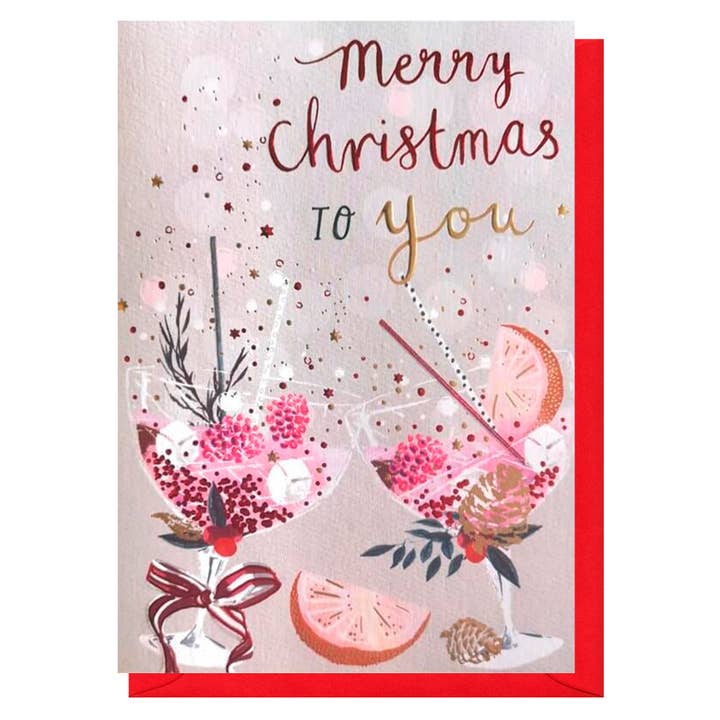 Christmas Cocktails Card | Holiday Card | Seasonal Cards for wholesale by Louise Tiler