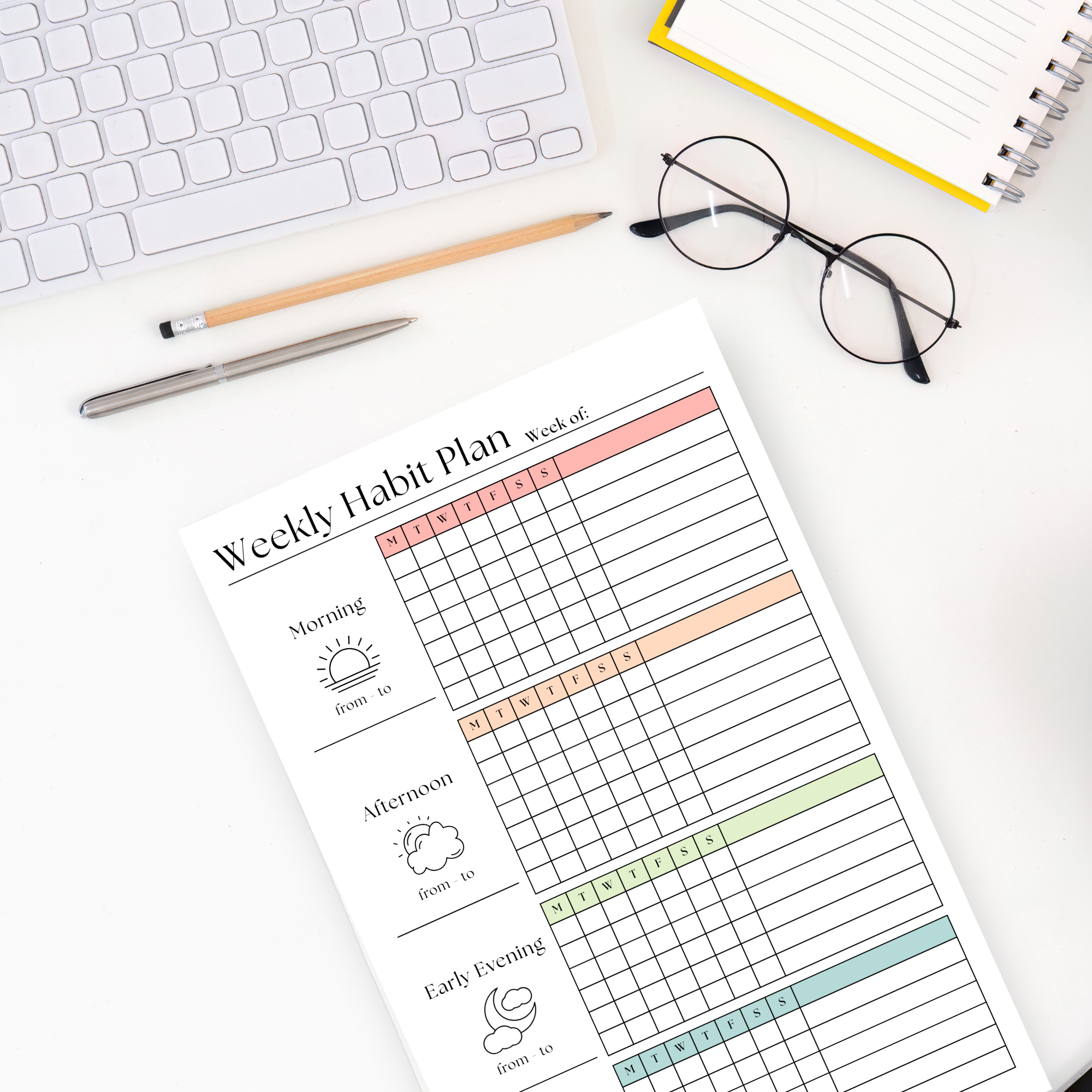 Eleventh and Taylor - Vente Blocs-notes - Suivi Hebdomadaire des Habitudes : Bloc-notes de 50 Pages Détachables2