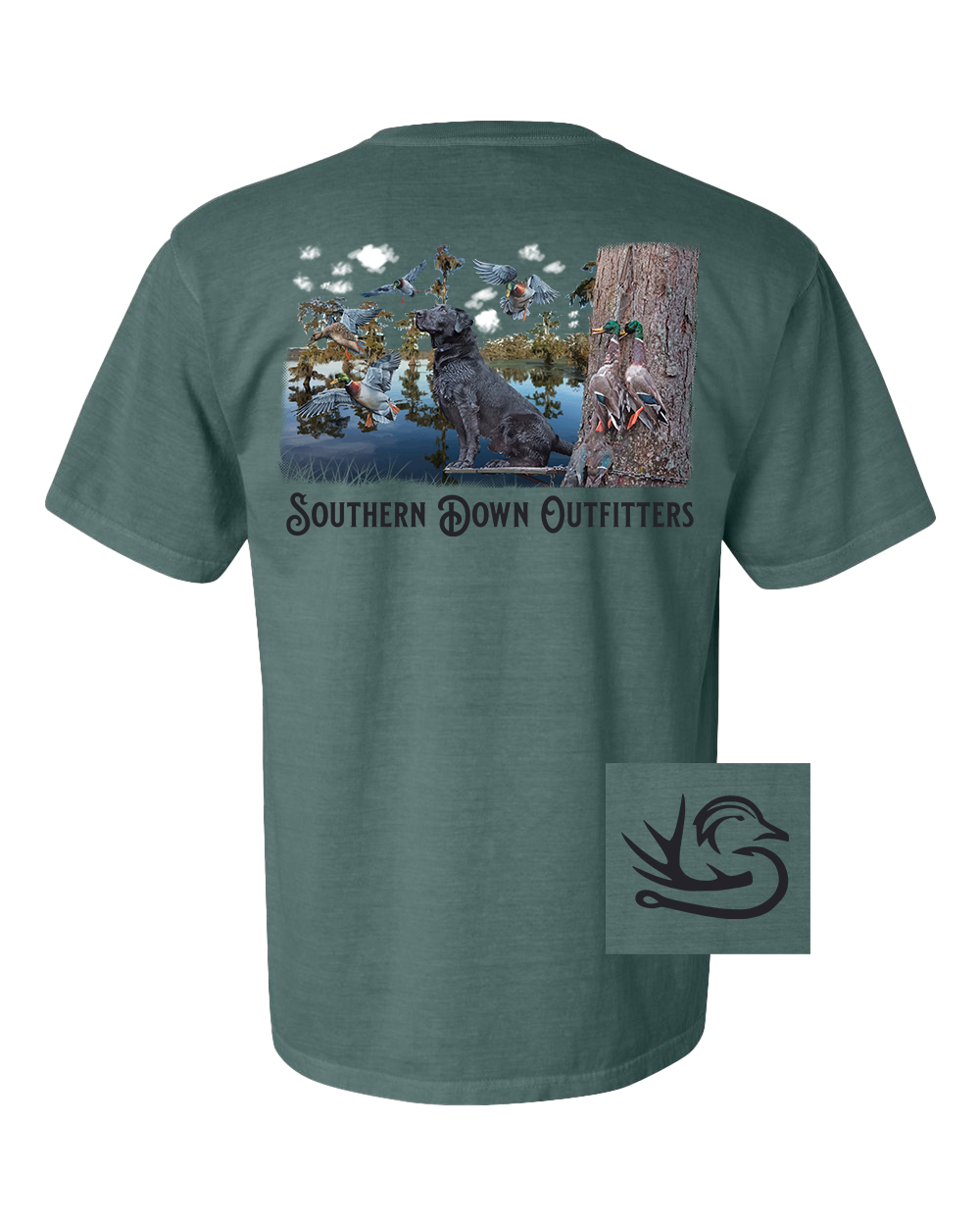 Southern Down Outfitters - Vente T-shirt sérigraphié – unisexe - T-shirt marais labrador noir1