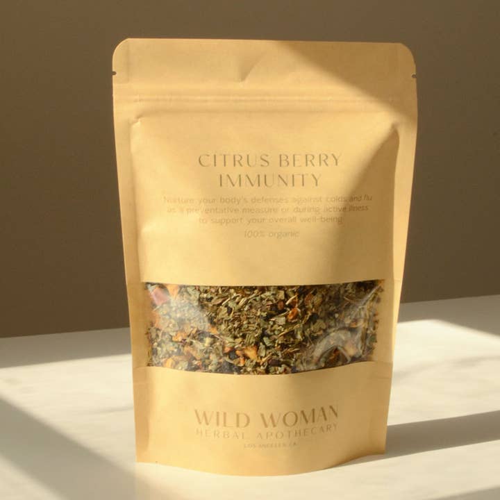 Citrus Berry Immunity Tea | Elderberry Echinacea & Vitamin C for wholesale by Wild Woman Herbal Apothecary