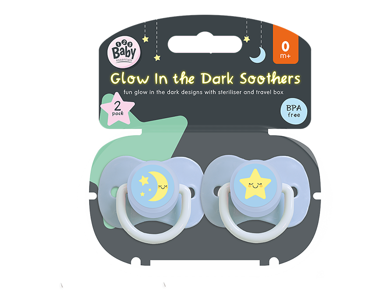 LMT-UK - Wholesale Pacifier - Baby - Glow In The Dark Soothers & Travel Box 2pk0
