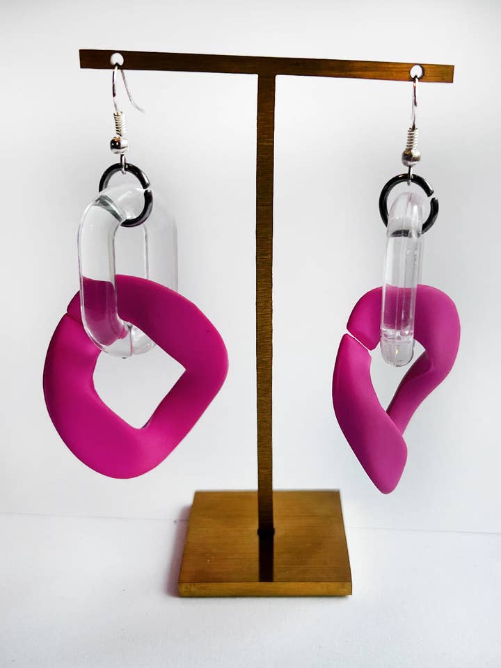 Infinite Colors Matte Pink Chain Earrings for wholesale by cukimber