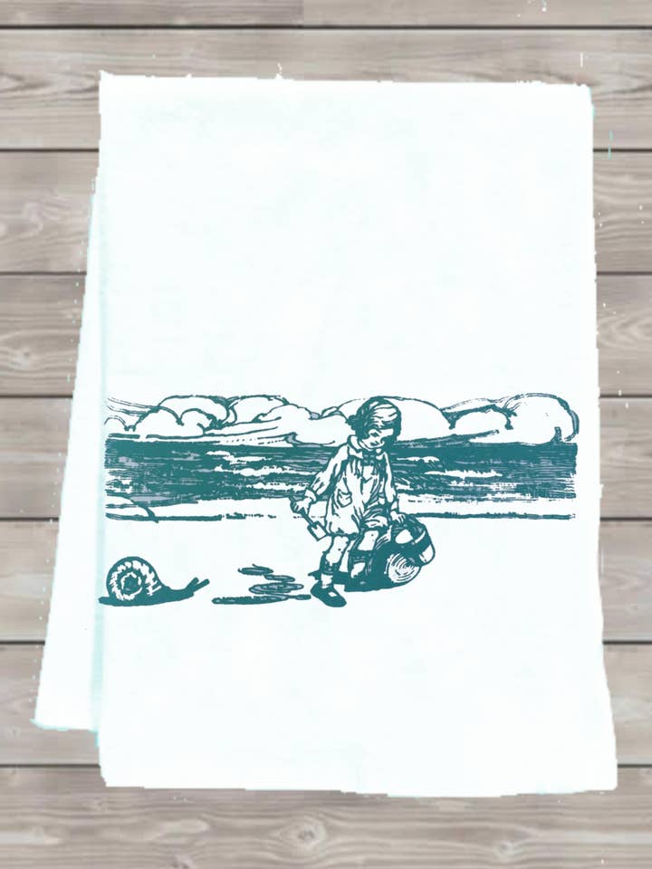Snails And Pails Tea Towel for wholesale by Monique Perry Art