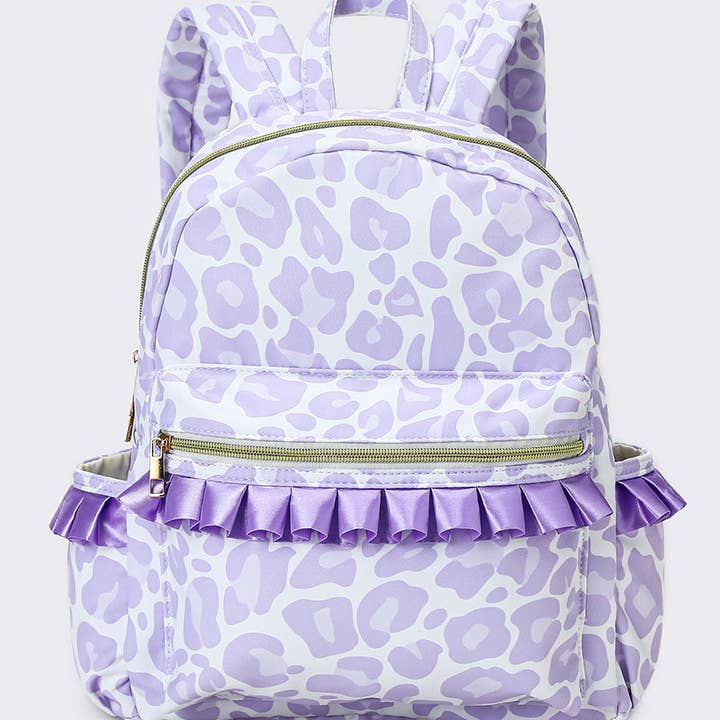 sassy kids palace - Wholesale Backpack - Kids - Cheetah Printed Girls Ruffle Backpack