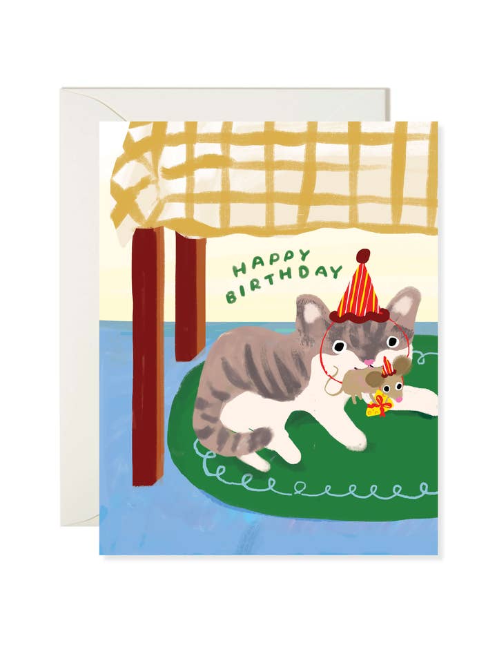 Cat Mouse Cheese Birthday Card – Funny Cat Birthday for wholesale by Karen Schipper
