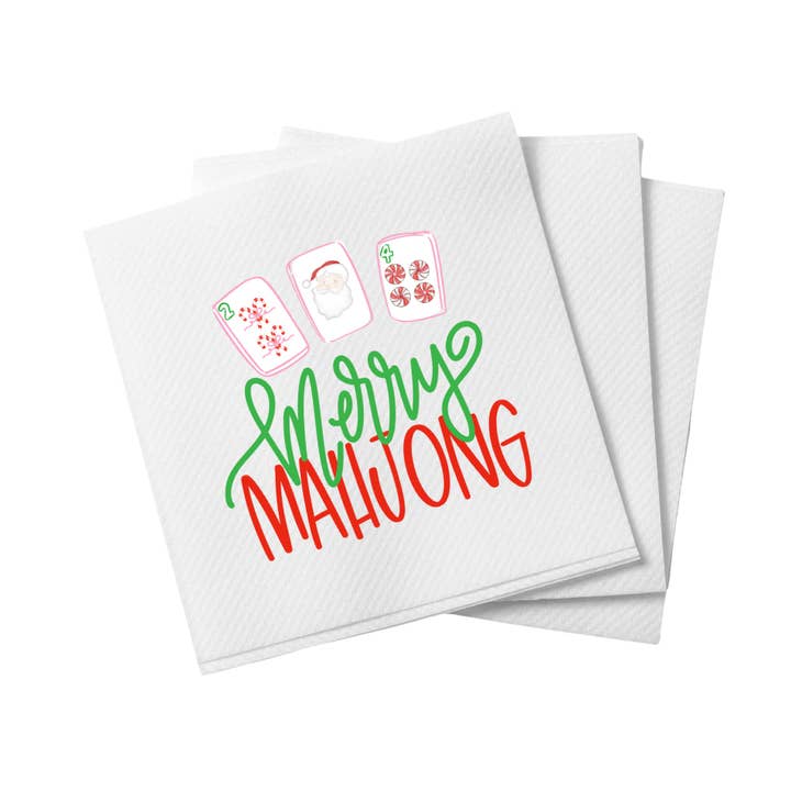 Merry Mahjong Christmas Cocktail Napkins | Set of 20 for wholesale by Busy Bee Gift