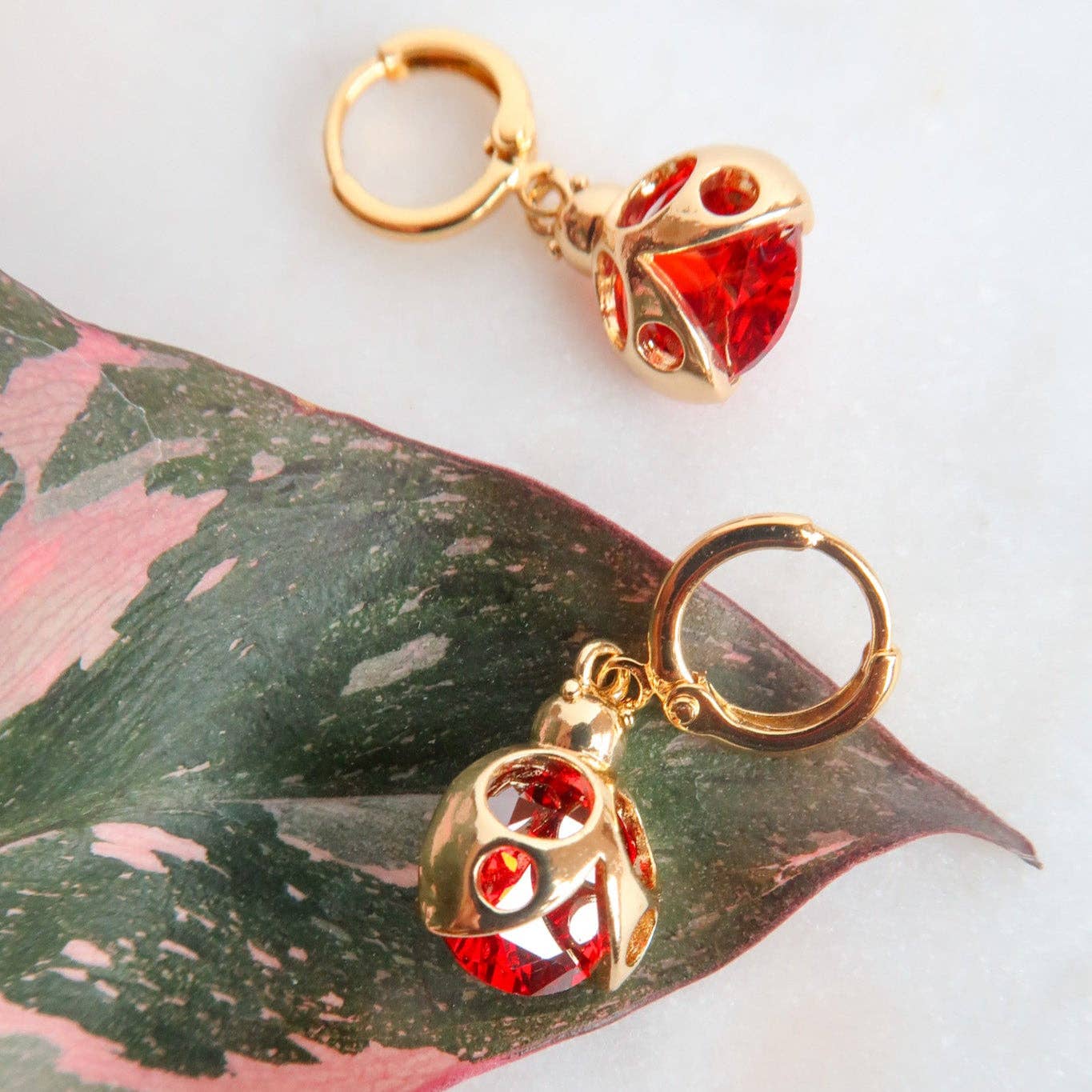 Bittersweet - Wholesale Huggie Earrings - Lucky Little Bug Ladybug Earrings2