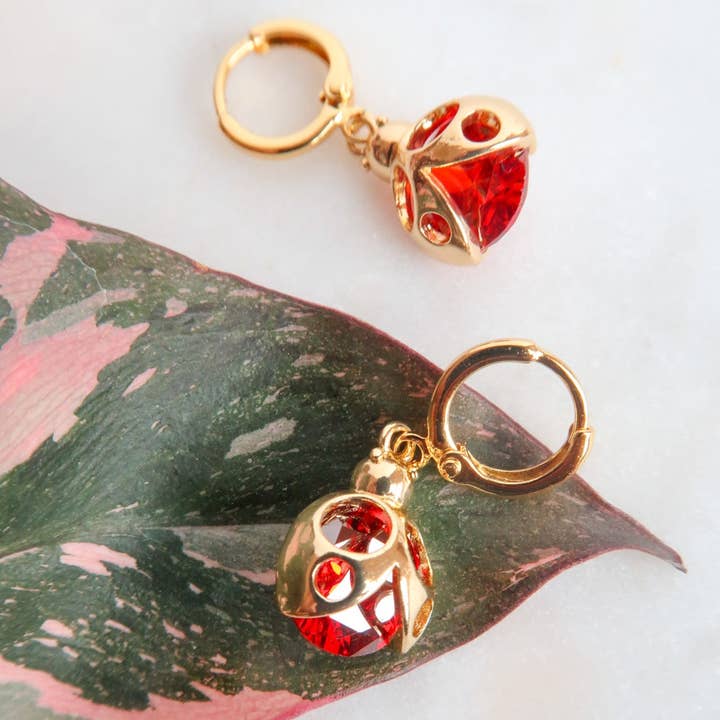 Bittersweet - Wholesale Huggie Earrings - Lucky Little Bug Ladybug Earrings2