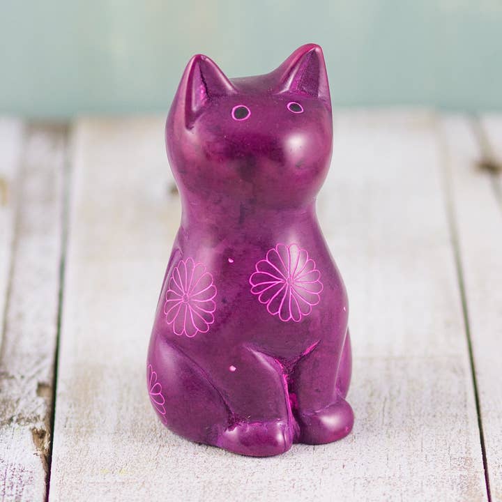 Soapstone Cute Kitty Cat Purple for wholesale by Mr. Ellie Pooh