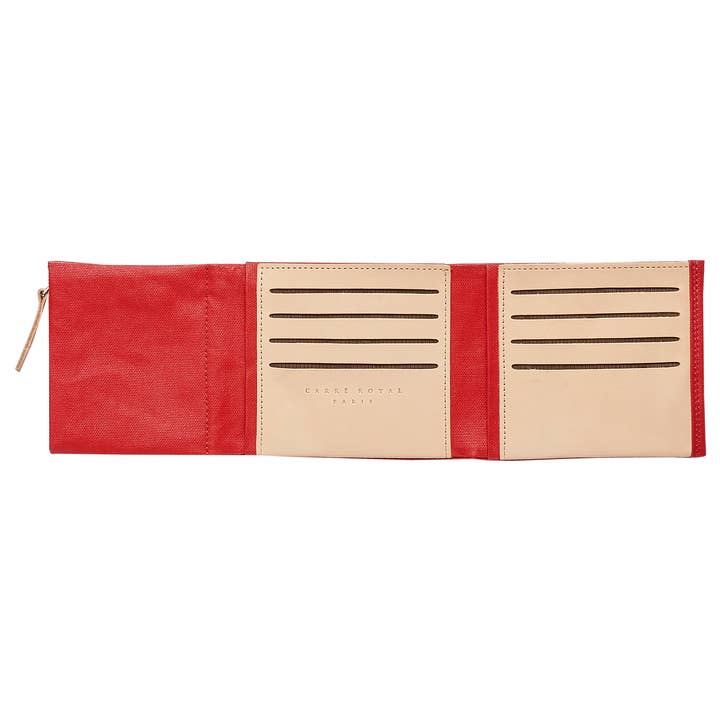 Porte-monnaie en toile rouge à deux volets pour la vente par Carre Royal
