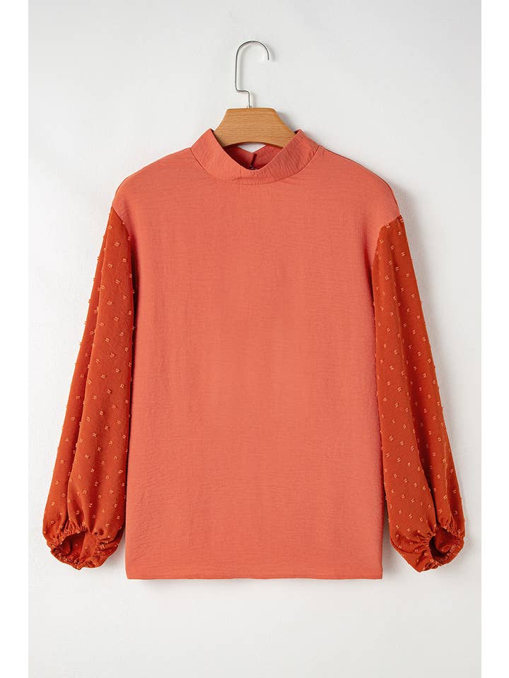 PRETTY BASH - Wholesale Blouse - Women's - Solid Swiss Dot Balloon Sleeve Blouse26